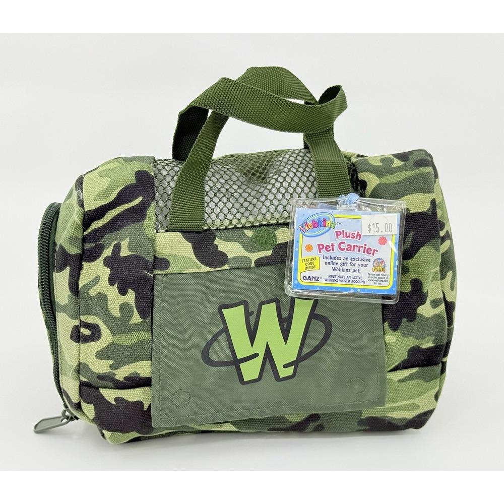 Webkinz Plush Pet Carrier Camo 8.5" With Tags And Unused Code WE000160 NWT